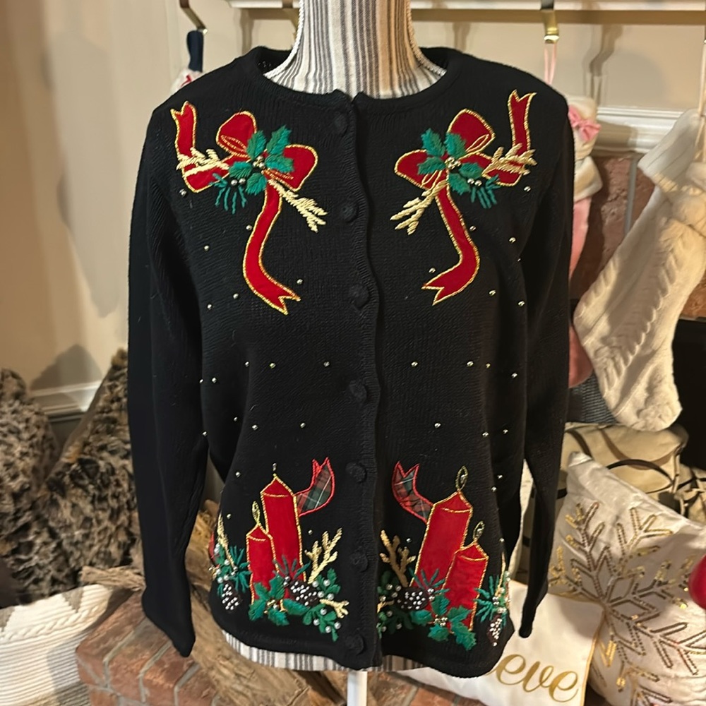 ⭐️Studio Collection | Vintage Embellished Cardigan Christmas Sweater …